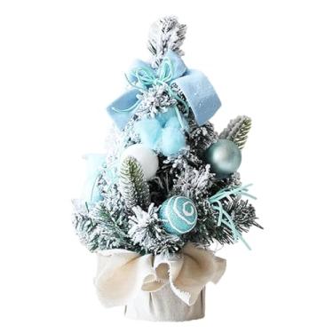 Imagem de Mini árvore de Natal de mesa de 30 cm/40 cm, árvore de Natal artificial para decoração de festas de fim de ano, planta artificial (azul, 30 cm)