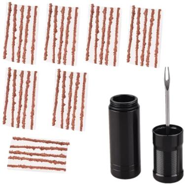 Imagem de YiXjiuBP Kits de reparo de pneu de bicicleta sem câmara para pneus MTB de bicicleta de estrada e mountain bike | 1 ferramenta de reparo e 7 tiras de bacon | Inclui ferramenta de encaixe de recipiente