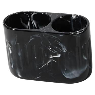 Imagem de Bothyi Organizador versátil para pincéis de maquiagem, acessórios para pasta de dente, 2 compartimentos, ideal para banheiro, para guardar lâmina de barbear, Preto