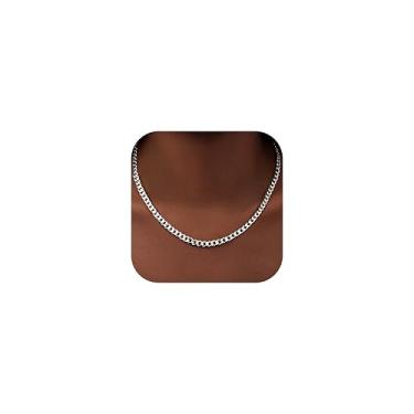 Imagem de WomenGifts Colar de corrente de elos cubanos para mulheres, aço inoxidável banhado a ouro 14K, não mancha e à prova d'água, delicado a grosso (3,5 a 11 mm de largura, 35 a 45 cm de comprimento), joia