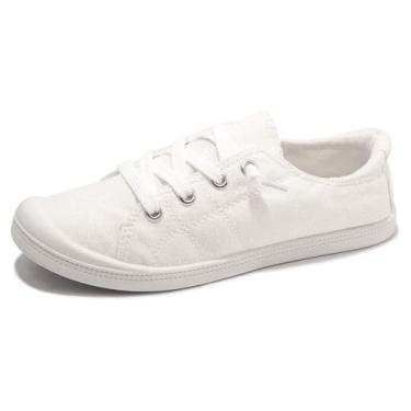 Imagem de Tênis feminino de lona, cano baixo, casual, para caminhada, clássico, confortável, sem cadarço, Glitter branco, 41