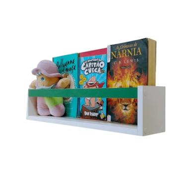 Imagem de Prateleira Porta Livros Infantis de Parede, MDF 15mm, Preto, 55cm x 12cm x 10cm, Revisteiro Organizador para Quarto Bebê, Nicho Decorativo com Kit de Instalação