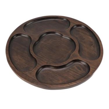 Imagem de Cryfokt Elegante Travessa de Madeira para Lanches e Aperitivos, Travessa Decorativa de Vegetais para Buffet de Festa, Feita de ébano - Perfeita para Decoração de Casa e Entretenimento (Estilo2)