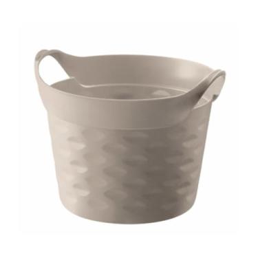 Imagem de Ordene - Cesto Organizador Plástico Flexível Redondo de 20 Litros, Cor Capuccino, Linha Log