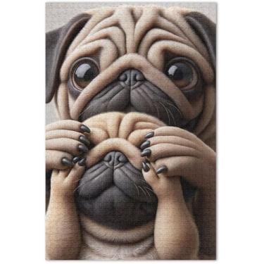 Imagem de Filhote de cachorro fofo engraçado 1000 peças quebra-cabeças adultos brinquedo de arte divertido família quebra-cabeça divertido bobo, 75 x 40 centímetros