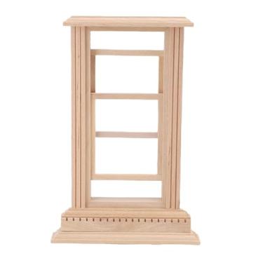 Imagem de Alomejor Dollhouse Sash Janela Frame, Flat Top 2 Pane Janela De Madeira Em Miniatura para Escala 1:12 Dollhouses Artesanato DIY, Decoração De Casa e Displays Modelo