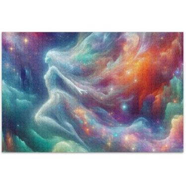 Imagem de Fantastic Rainbow Space Jigsaw Quebra-cabeça 500 peças adultos arte animal pintura Prime Puzzles presentes de festa de elefante branco, 50,5 x 14,9 polegadas