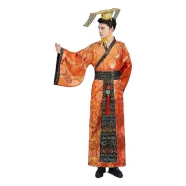 Imagem de Lazutom Vestido masculino chinês antigo Hanfu chinês antigo da dinastia Han imperador fantasia de Halloween cosplay palco fantasia, Vermelho, GG
