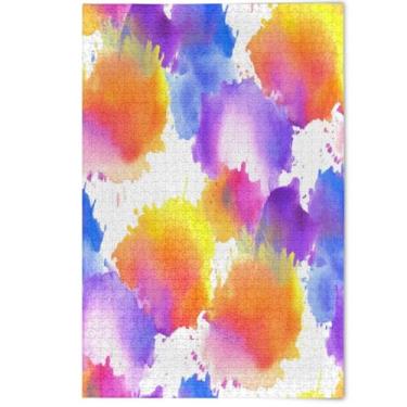 Imagem de Quebra-cabeça 500 peças arte floral adulto paisagem abstrata aquarela colorido difícil quebra-cabeças família elefante branco presentes, 500 peças, 52 x 37,8 cm