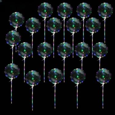 Imagem de Kit Festa Decoração, Kit 10/20/30 e 50 Balões Transparente Balão Bubble Luz Cristal para Festa e Eventos com Led 24 Polegadas (20 Unidades)