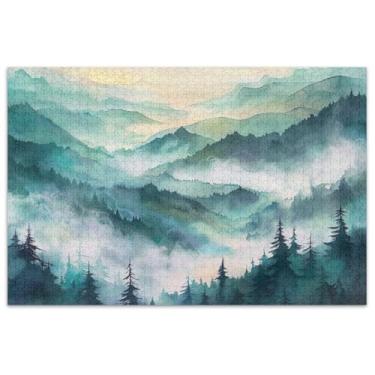 Imagem de Quebra-cabeças para pintura de paisagem montanhas neblina 1000 peças para adultos pintura de arte floral Prime Puzzles engraçados