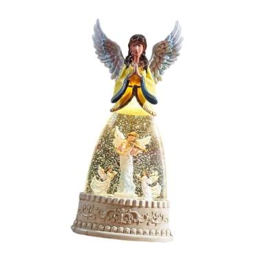 Imagem de FLCPJGV Globo de Neve Natalino em Caixa de Música, Decoração de Mesa, Estatueta de Anjo com Luz Noturna E Música, Feito de Material PP para Prateleira, Style D, Tamanho real