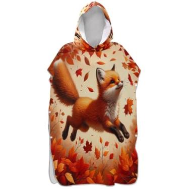 Imagem de Joisal Roupão de outono bonito raposa surf poncho trocador para Adul Plus Size homens mulheres poncho com capuz praia banho toalhas com capuz