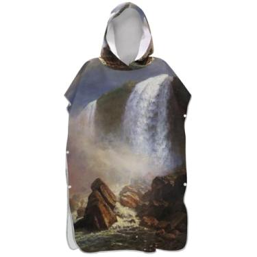 Imagem de Joisal Poncho de surfe plus size trocador de roupão para adultos praia banho com capuz toalhas com capuz paisagem majestosa cataratas poncho masculino com capuz