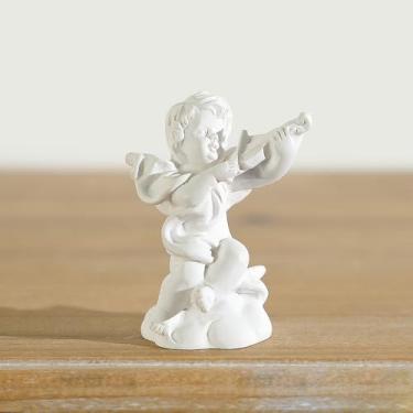 Imagem de Castiçal de anjo de resina de violino romano decoração de casa coluna decorações de mesa acessórios para casa (branco)
