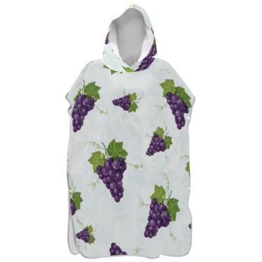 Imagem de Joisal Roupão de mudança de poncho de surfe plus size para adultos toalha de banho com capuz vintage uvas roxas branco homens mulheres poncho com capuz
