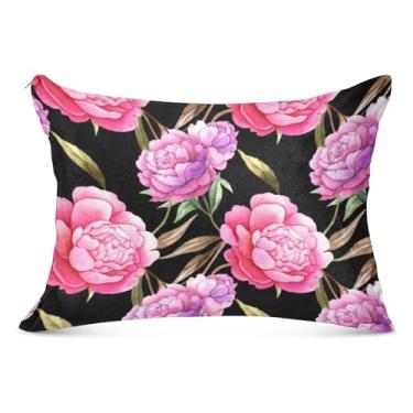 Imagem de Capa de travesseiro vintage rosa peônias floral roxa com zíper fronha tamanho queen king size capa de almofada macia macia, tamanho king, 50,8 cm x 101,6 cm