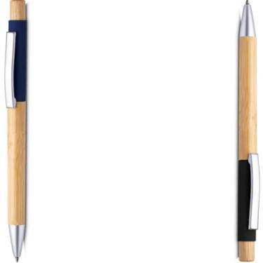 Imagem de Caneta Esferográfica em Alumínio Reciclável, Escrita Azul, Refil Parker, Corpo em Bambu, Ponta Média, Ergonômica, 1 Unidade (Preto 2)