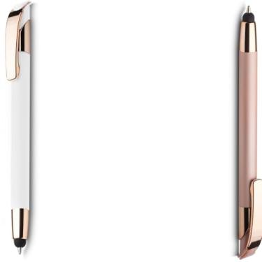 Imagem de Caneta Esferográfica Retrátil com Ponta Touch, Corpo Emborrachado, Escrita Azul, 0.5mm, Material Plástico, Ambidestra (Preto e Verde 2)