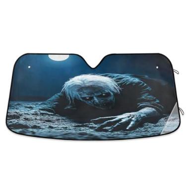 Imagem de Guarda-sol zumbi rastejando sob o luar para-brisa carro proteção UV janela dianteira do carro mantém o veículo fresco pequeno