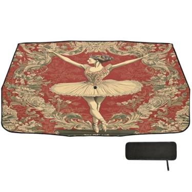 Imagem de Guarda-chuva de flores retrô dançarina de balé para proteção de isolamento térmico de para-brisa de carro persianas de janela frontal de carro 147 x 75 cm acessórios de carro