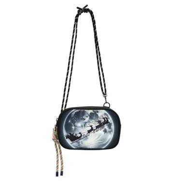 Imagem de TSENQUE Bolsa feminina transversal pequena carteira para iPhone, leve, Papai Noel, veado, alce, Natal, viagem, bolsa de ombro pequena