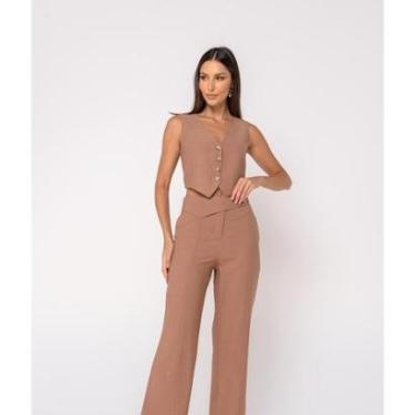 Imagem de Colete Salvatore Fashion Alfaiataria Curto Botões Feminino-Feminino