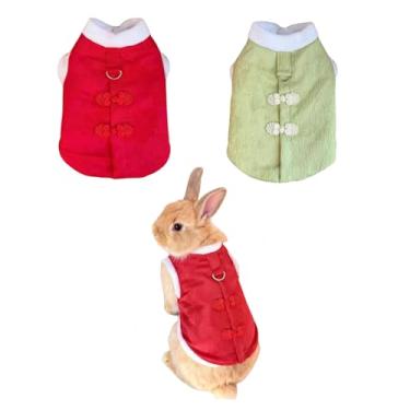 Imagem de 2 peças de suéter de coelho, casaco para coelhos, roupas de Natal para animais pequenos, roupas fofas para furão, chinchila, gatinho, filhote, porquinho-da-índia, suéter de coelho quente (médio)