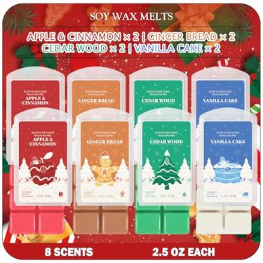 Imagem de SCENTORINI Cera de Natal derrete, cera perfumada derrete, cera derrete para fabricação de velas, madeira de cedro, pão de gengibre, bolo de baunilha, maçã e canela, 20 x 6 ml