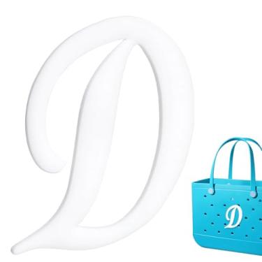 Imagem de Berloques de praia personalizáveis - Letras do alfabeto à prova d'água para acessórios de bolsa Bogg (Rosa/Branco/Preto) Letras, One Size, Cloreto de polivinilo, Sem Pedra Preciosa