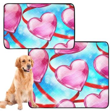 Imagem de Almofadas de xixi laváveis para cães e gatos, reutilizáveis, almofadas para animais de estimação, rosa brilhante, azul, absorvente para filhotes, tapete impermeável para cercadinho para cães, médio +