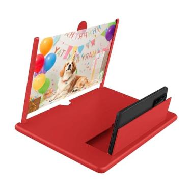 Imagem de Ampliador de tela grande para celular, ampliador de tela 3D HD para filmes, vídeos e jogos, suporte dobrável para celular com amplificador de tela, suporta todos os smartphones (vermelho, 25,4 cm)