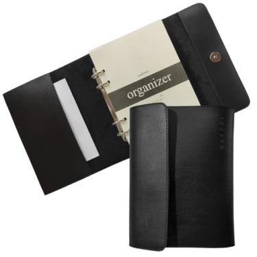 Imagem de Pasta Executiva Agenda Em Couro Fichário Com Refil Organizer A5 Raffai Personalizada (Preto)