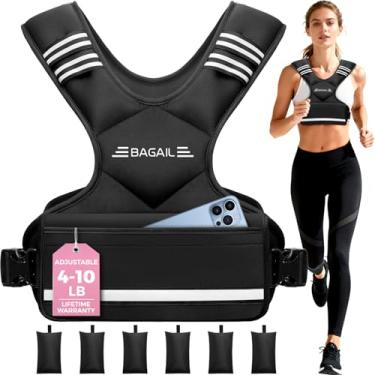 Imagem de BAGAIL Colete com peso ajustável, 1,8 a 4,5 kg/5,4 a 8,2 kg/9 a 14,5 kg, colete para homens e mulheres com 6 pesos e bolso grande, colete de peso para exercícios em casa, corrida, caminhada e