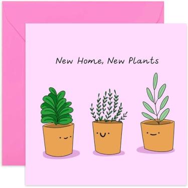 Imagem de Old English Co. Cartão de inauguração de casa fofa para amigos - "New Home New Plants" Cartão de casa engraçado para ele ou ela - Novo cartão de casa bem-humorado para homens e mulheres - Presente de