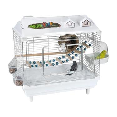 Imagem de Gaiolas para pássaros – Canil portátil de calopsita transparente | Gaiola de conure com mastro de | para tentilhões de pássaro romântico em ambientes internos