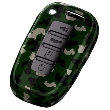 Imagem de Capa de chave de carro de fibra de carbono compatível com Hyundai IX35/Elantra/Sonata 8 9/compatível com Kia Sportage/K5/K2/Sorento/Optima/Forte(4 Button ComoGreen)