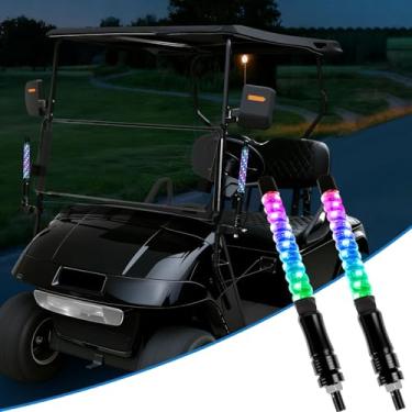 Imagem de iLSKW Pacote com 2 suportes de luzes LED para carrinho de golfe de 3 m, para trilhos de 1,5 a 3 cm, chicotes RGB de controle remoto e aplicativo, com função de sinal reverso de freio, para carrinhos