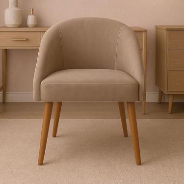 Imagem de Cadeira de Jantar Lua Moderna com Pés Palito - Estofada em Veludo Premium, Design Contemporâneo para Sala e Quarto(Cappuccino)