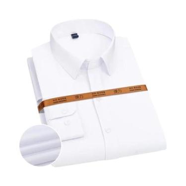 Imagem de Camisa Masculina Slim Fit De Cor Sólida Casual De Negócios Manga Longa