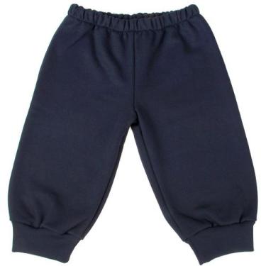 Imagem de Calça de Moletom Infantil Azul-Marinho  Combo 3 Calças Macias, Grossas