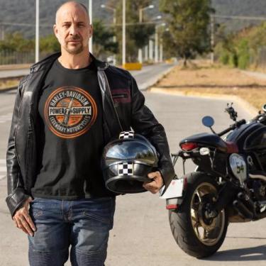 Imagem de Camiseta Masculina Harley Davidson Motorcycles 100% Algodão, Preto, GG
