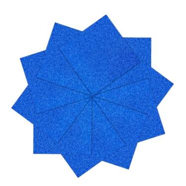 Imagem de YZH Crafts Papel cartolina com glitter, papéis brilhantes sem derramamento, recortes de artesanato e projetos faça você mesmo, papel brilhante para fazer cartões, 30 x 30 cm, 10 folhas, 250 g/m2 (azul