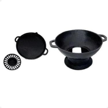 Imagem de Churrasqueira Gengiskan Redonda Com Chapa Reta Lisa - Fundição Alfa