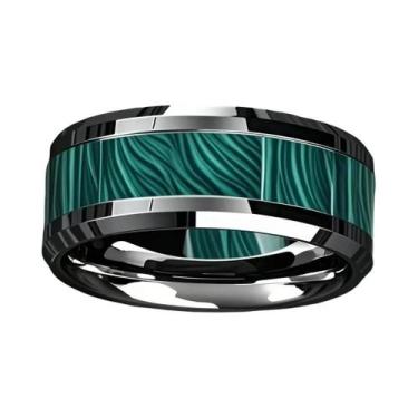 Imagem de Anel De Casamento Masculino Em Aço Inoxidável Com Inlay De Pedra De Pa