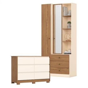 Imagem de Armário Multiuso Doha e Cômoda Ravenna Nature Off White - Henn