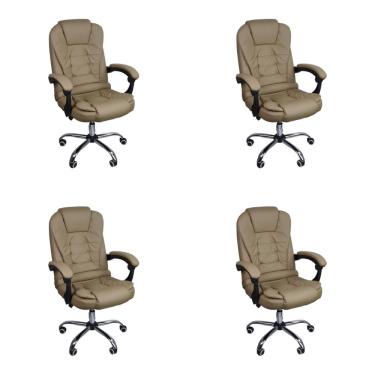 Imagem de Kit 4 Cadeiras Escritório Presidente Reclinável Ergonômica