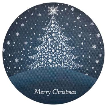 Imagem de xigua Jogo americano redondo de árvore de Natal, conjunto de 4, tapete de mesa redondo antiderrapante resistente ao calor, tapetes de mesa de 48 cm para decoração de cozinha, jantar e festa