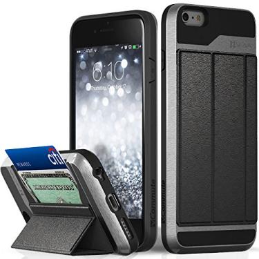 Imagem de Capa carteira para iPhone 6S Plus, Vena vCommute proteção contra quedas, capa de couro flip com compartimento para cartão com suporte para Apple iPhone 6 Plus 6S Plus (cinza espacial, preto)