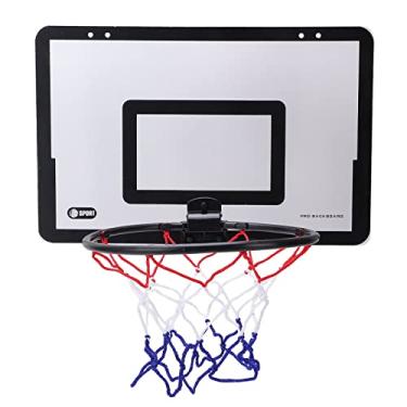 Imagem de SPYMINNPOO Conjunto de Cesta de Basquete Montada Em Porta Suspensa Interna Com Absorção de Choque para Crianças e Adultos Jogo de Basquete para Uso Doméstico PVC EVA Preto 15,7 X 10,2 X 0,1 pol.